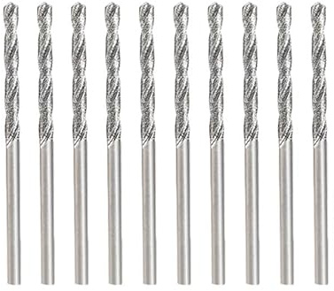 10Pcs 2mm Diamond-Coated Drill Bit Set, Masonry Twist Drill Bits for Wood, Glass, Stone, Rotary Tool Accessories, Hardened Steel Core for Precision Cutting