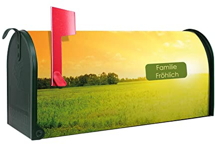 banjado® Amerikanischer Briefkasten - US Mailbox/Letterbox mit Motiv Guten Morgen 2 51x22x17cm - Postkasten Stahl aus Amerika – Briefkasten amerikanisch grün pulverbeschichtet
