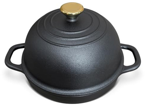 LYEAA Tostadora de pan de hierro fundido de 24 cm con tapa del horno holandés holandés utensilios de cocina antiadherentes para hornear y cocinar en el hogar