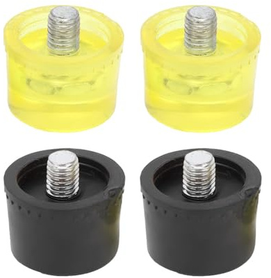 4PCS Rubber Mallet Hammer, 30mm Small Rubber Hammer Replacement Striking Head Yellow Black Mallet Head Tips for Jewelry DIY Craft Tools Leather Craft