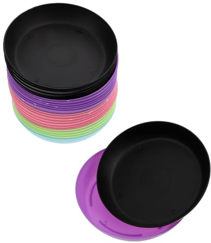 Toyvian Lot de 25 Plateaux pour Pots de Fleurs en Plastique, Soucoupes Rondes pour Jardin et Balcon, Dimensions Standard, Antidérapants, Résistants aux UV Vieillissement, Style Aléatoire