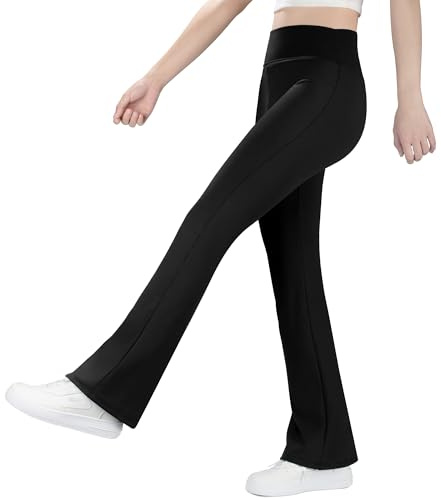 BIG ELEPHANT Leggings évasés doublés en Polaire pour Filles – Pantalons Sport Taille Haute à Jambes Larges pour Enfants