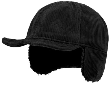 YAMEE Baseball Mütze Winter Unisex Cord Warm,Basecap Herren Kurze Traufe,Wintermütze Herren mit Ohrenschutz Fellfutter,Baseball Cap Damen Verstellbare,Schirmmützen für Männer Winddicht