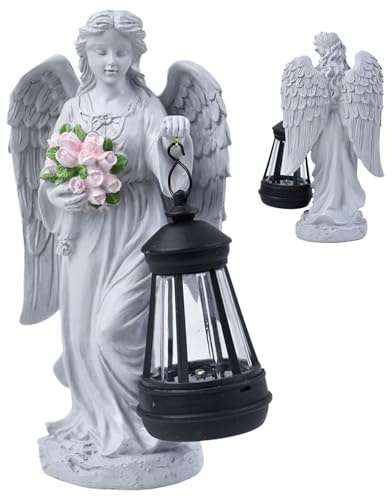 Generisch Solar Engel Für Friedhof | Kleine Resin Gartenfigur,Blumengarten Engel Figur Für Religiöse Orte Gehweg Vorgarten Und Hinterhof Grab
