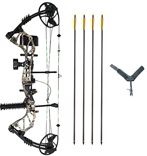 SAS Feud X 30-70 Lbs 19-31 Draw Length Compound Bow Pro Package for Hunting Field Target (Camo, Pro Package, Right Hand - Draw with Right Hand)
