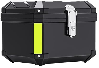 Bauletto per moto, 45 l, in plastica ABS, impermeabile, antifurto, per riporre caschi, top case con adesivo riflettente per la maggior parte delle moto