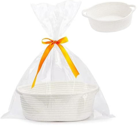 Geschenkkorb Leer, Geflochten Korb für Geschenke mit Geschenktüten und Bändern, Präsentkorb Leer Aufbewahrungskorb für Geburtstag, Hochzeit, Babyparty, Erntedank, Weihnachten