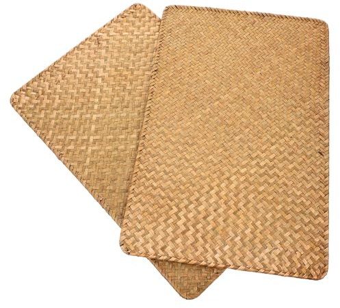 NUOBESTY Tovaglietta Rettangolare Intrecciata Rustica 45X30 CM Set 2 Pezzi Sottopiatto Isolante per Tavola da Pranzo e Tazze Decorazione Riutilizzabile per Casa Ristorante e Cucina