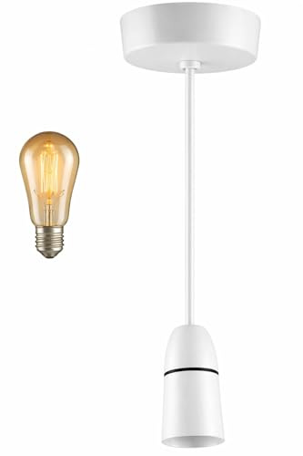 Ceiling Pendant Light Fitting Lamp Holder Ceiling Light Fixture Socket With Cord Grip Pre Wired Indoor Hanging Light White Bayonet B22 Minimalist Pendant 6 Inch Ideal For Home Cafe Restaurant(1pc)