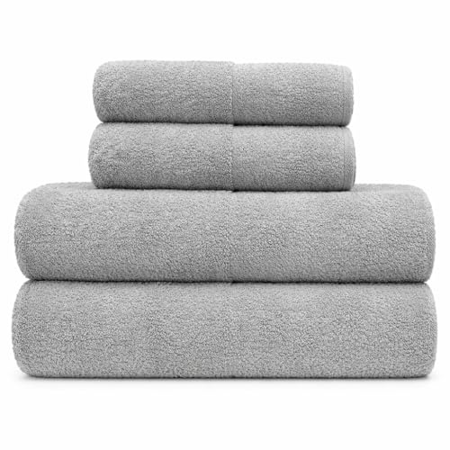 Generico Set Completo Asciugamani, Grigio, 2 Asciugamani Corpo e 2 Asciugamani Viso, per Hotel, B&B, Case Vacanza