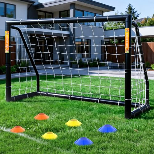Portable Football Goal - 6X4/8x5/8x6/10x6.5/12x6 ft Football Gift with Target Net, Training Cones, Ground Stakes and Carry Bag - Training Equipment for Garden Indoor Outdoor