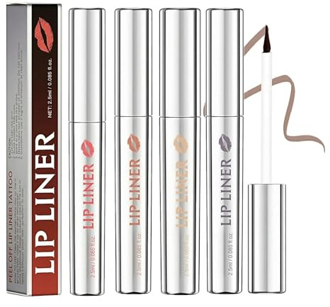 4 Pcs Peel Off Lip Stain Set,Matte Waterproo Lip Stain Peel Off,Long Lasting Smudgeproof Highly Pigmented Lip Liner for All Skin Types