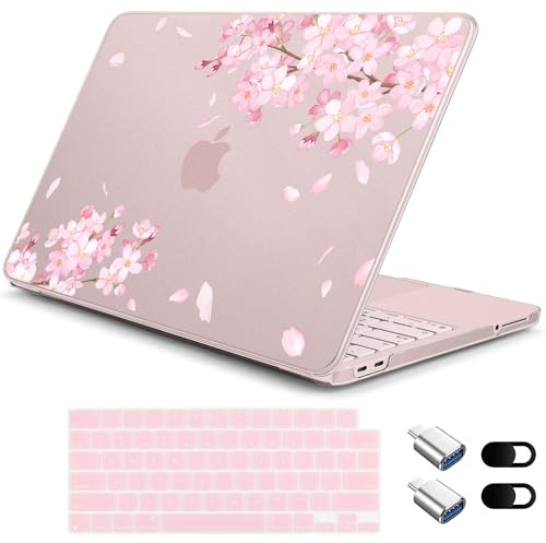 Loyrina for MacBook Neo 13 Inch Case A18 Pro Chip 2026 Release, Floral Aesthetic Ultra-Slim Hard Shell with Keyboard Cover, 6-in-1 Laptop Accessories Bundle for Women Girls, Pink Cherry Blossoms