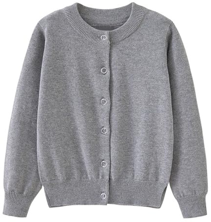 Girls Cardigan School Knitted Clothes for Kids Classic Black Knit Sweater Cardigans Unisex Round Neck Long Sleeve Schoolwear Coat Loose Fit Button Up Knitwear Outerwear