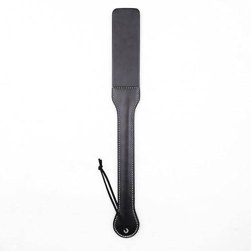 Rak häst 45 cm dubbla lager läder paddel ridpiska med långt handtag