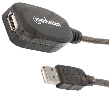 Manhattan 150958 Hi-Speed USB 2.0 Repeater Kabel ( USB A-Stecker auf A-Buchse / in Reihe schaltbar ) 20 m Silber