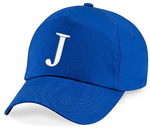 4sold Unisex, pojkar, knytmössa, babymössa, UV 200, mössa, småbarnsmössa, flickor, barnhatt, barnmössa, alfabet A-Z kungsblå, blå, J, En Storlek