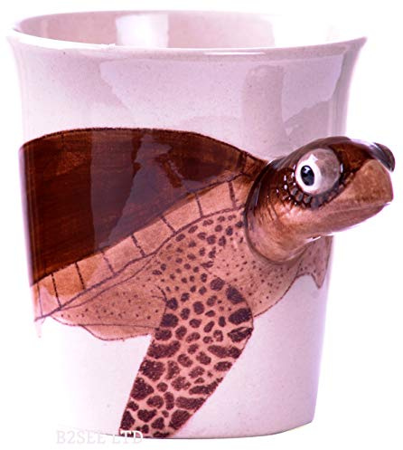 Tartaruga Tazze Tazzine 3 D fatto a mano in ceramica con gatti e animali