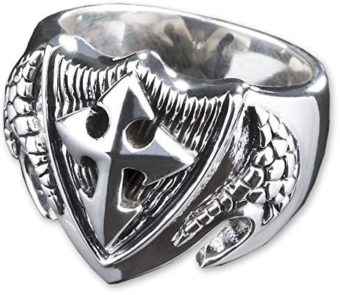viva adorno Herren Ring Kreuz Wappen Tempelritter Siegelring 925 Sterlingsilber SR33, Gr. 67