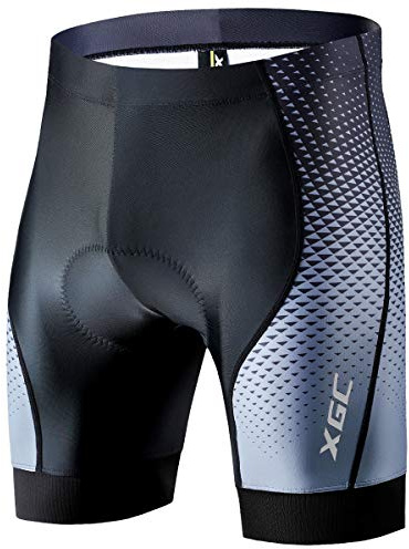 XGC Herren Kurze Radlerhose und Radunterhose Radsportshorts Fahrradhose für Männer elastische atmungsaktive 4D Schwamm Sitzpolster mit Einer hohen Dichte (XL, Black_Grey)