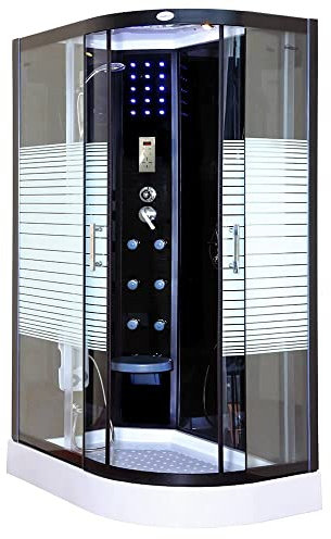HOME DELUXE - Douche complète BLACK PEARL - dimensions : 120 x 80 cm à droite - avec douche à effet pluie, radio et accessoires I Temple de douche Douche préfabriquée, douche, temple de douche