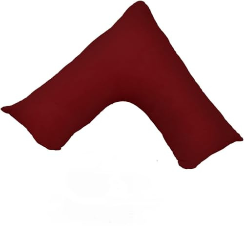 Nod Off V Shaped Pillow - Hollowfiber Filled Polycotton case, Orthopedic Pregnancy Support Pillow - Pillows for Neck and Shoulder Pain - triangle Maternity Pillow (Wine)
