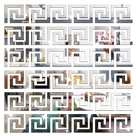 NAILDOKI Wandaufkleber, Acryl-Spiegelaufkleber-Set, 30 Stück, DIY Spiegel Wandsticker für Wohnzimmer Schlafzimmer Dekor (Silber)