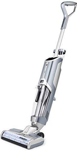 AlfaBot Aspirador Escoba Vertical Inalámbrico, Aspiradoras en Seco y Húmedo Aspirar para Pisos Duros y Alfombras, Autolimpieza, Aspirar Lavar y Secar al Mismo Tiempo (T30-Gris)
