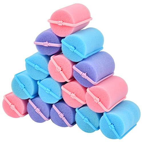 CENBEN 36 Pcs Large Foam Sponge Hair Rollers,4cm No Heat Hair Curlers, Flexible Hair Styling Sponge Curlers Soft Sleeping Hair Curlers for Women and Kids(Random Color)