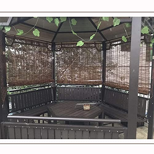 GJSN Bambus Vorhänge, Handgewebte Natur Reed Vorhang, Roman Roll Up Jalousien, Rollos Für Pergola/Windows/Terrassen, Sonnenschutz/Wasserdicht/Dekoration,120 * 220 cm / 47 * 86.5In