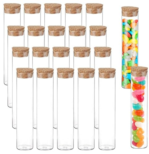 20 Stück 30Ml Mini Glasflaschen Gläser, Reagenzglas Mit Korken, Transparente Kleine Wunschflaschen, Reagenzgläser Glasflasche, Mini Glasflaschen Mit Korken, Für Süßigkeiten, Gewürze, Perlen