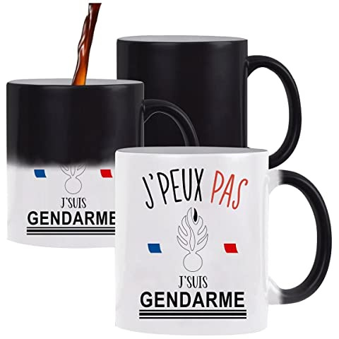 Planetee Mug magique thermoréactif J'peux pas Gendarme tasse change couleur chaleur humour idée cadeau anniversaire Noël homme femme