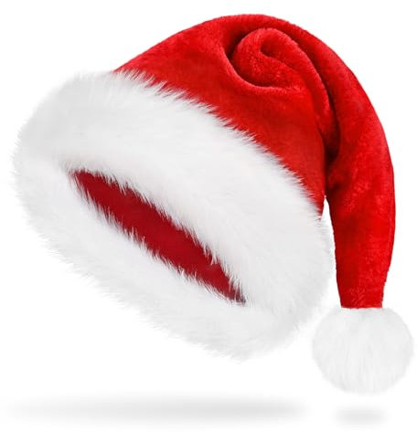 benpen Weihnachtsmütze Erwachsene Nikolausmütze Damen Herren plüsche weihnachtsmann mütze Rote Santa Mütze Bequemes Dicker Klassischer nikolaus mütze aus Samt für festliche Partys im neuen Jahr