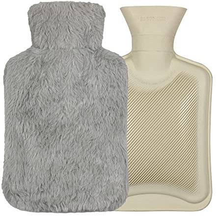 Groß Wärmflasche 2L, Plüsch Wärmeflasche mit Bezug Flauschig, Wärmflaschen mit Handwärmer,Hot Water Bottle with Zipper Cover für Erwachsene & Kinder Abend Winterheizung Kuschelig Bettflasche Warm
