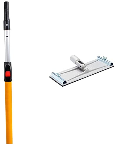 ProDec 4' - 8' Button Lock Fibreglass & Aluminium Extension Pole for Paint Roller Frames,Gives Extended Reach,4 feet - 8 feet Trade Professional Pole & 360 Degree Heavy Duty Swivel Pole Sander Head
