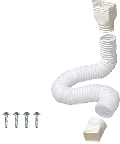 Rain Gutter Downspout Extension, Flexible Retractable Drain Downspout Extender, Rainwater Drainage Connector, Extendable From 20 to 59 Inches, with 4 Screws, Quick Installation (White)