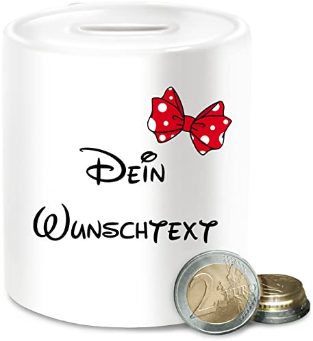 Spardose - Aufdruck selbst gestalten - Wunschtext mit Schleife I - Unisize - Weiß - trinkgeldkasse Geschenke für friseure personalisierte Freundin spardosen trinkgeldkaasse kaffeekasse