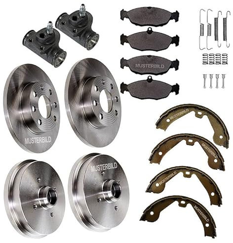 ATEC Germany Bremsenset Vorderachse inkl. Bremsscheiben Ø 239 mm Belüftet + Bremsbeläge Vorne + Bremsbacken Hinten inkl Radlager + Bremstrommel Hinten