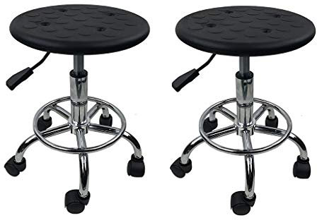 SIGOLY Hocker auf Rädern Antistatischer Pulley-Hocker, PU-Schaum-Plattenbeschichtung 5 Krallen Labor-Werkstatt-Arbeitsstuhl 3 Größen (Color : Blackx2, Size : 50-70cm) Marriage