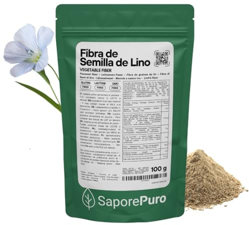 SaporePuro Fibre de Graines de Lin 100 gr - Source Naturelle de Fibres et de Nutriments - Sans Gluten