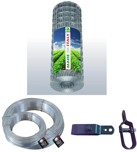 RETE METALLICA ZINCATA ELETTROSALDATA PER RECINZIONE MAGLIA 50 MM X 75 MM CON FILO ZINCATO E TENDITORI (ALTEZZA RETE 150 CM)