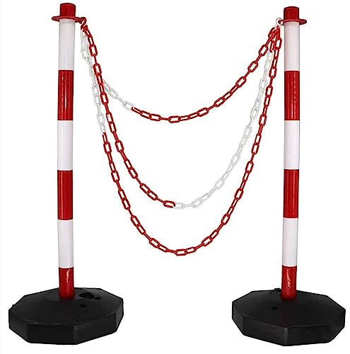 Leitpfosten-Kegel Für Den Verkehr, Kunststoffpfosten-Set Crowd Control Ständer Barriere Mit Gliederkette Und S-Haken Für Parkplätze, Baustellenabsperrungen (Farbe : Red White, Größe : 2PCS)