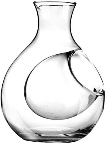 FLAVAS Japanese Cold Sake Glass Decanter Bottle Wine Decanter Chiller Set Hand Blown Chilled Server Whiskey Liquor Dispenser Red Wine Carafes with Ice Pocket for Bar