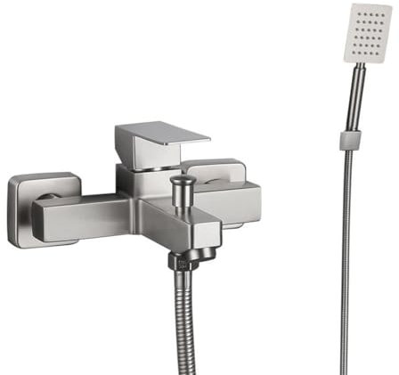 Rubinetto Vasca Da Bagno - Acciaio Inox Monocomando Parete Miscelatore Vasca Da Bagno Doccia, Con Doccetta, Spazzolato