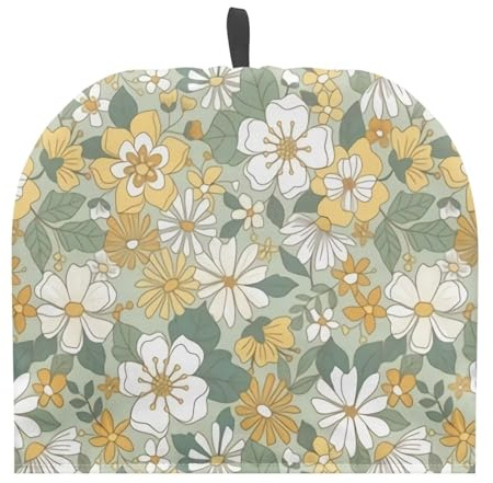 NETILGEN Tea Cover Large Tea Pots Cozy Tea Cozies Teapot Dust Cover Insulated Keeping Warm Tea Kettle Quilt for English Tea Sets for Home Kitchen Tea Pot Decor, Flower Yellow Green