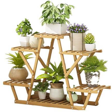 4-6 Etagen Hölzern Pflanzenständer Innen Außen, 58-114 cm Ecke Blumenregal Pflanzenregal für Mehrere Pflanzen, Blumenständer Pflanzentreppe für Outdoor-Balkon Garten Wohnzimmer