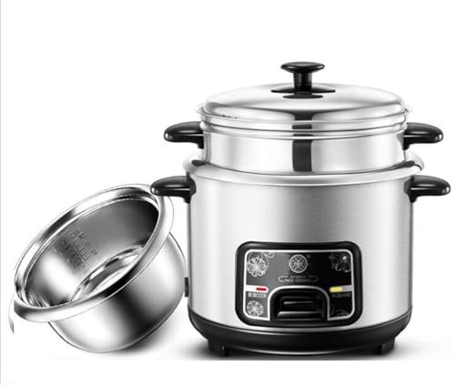 Olla Arrocera Y Vaporera, Olla Antiadherente, Olla Arrocera Eléctrica Para Alimentos, Con Función De Mantener Caliente, Acero Inoxidable 304, 6/3/2/1 Taza, Vaporera Portátil De Viaje Pequeña,2L