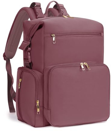 CEI-CEI Baby skötväska/ryggsäck med skötunderlag, blöjryggsäck, stor, blöjväska för resor mammaväska med isolerad flaskficka, vattentätt neoprentyg, ROSA