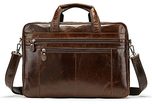 LVUNZJCA Aktentasche für Herren Männer Große Leder Messenger Bag Reisetasche Laptop-Schulter-Geschäfts-Aktenkoffer for Laptops Bücher für die Arbeit(Braun)