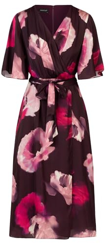 APART Fashion Dam midi satinklänning klänning, Plommon multicolor, 44